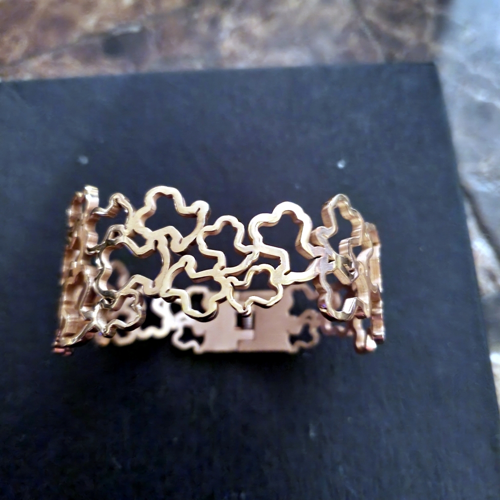 Gold Filagree Rare Unique Lace Cuff  Bracelet